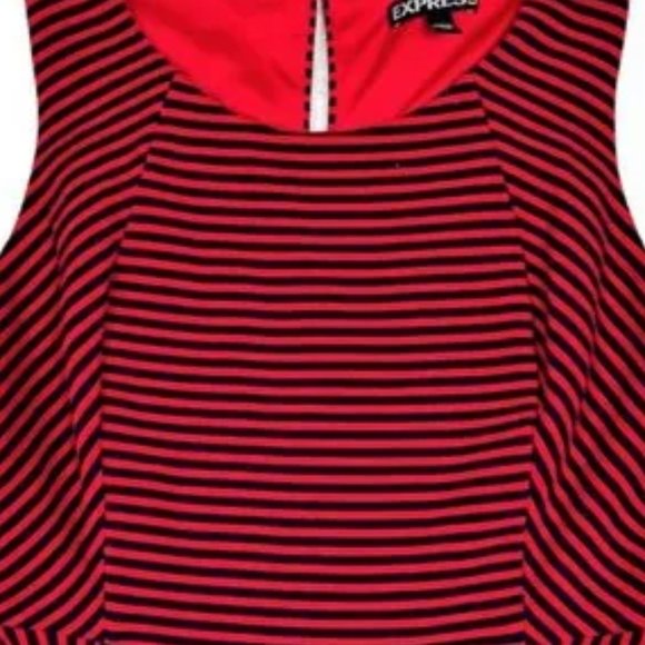 Red Blue Striped Fit and Flare Dress Size XS - Picture 2 of 5